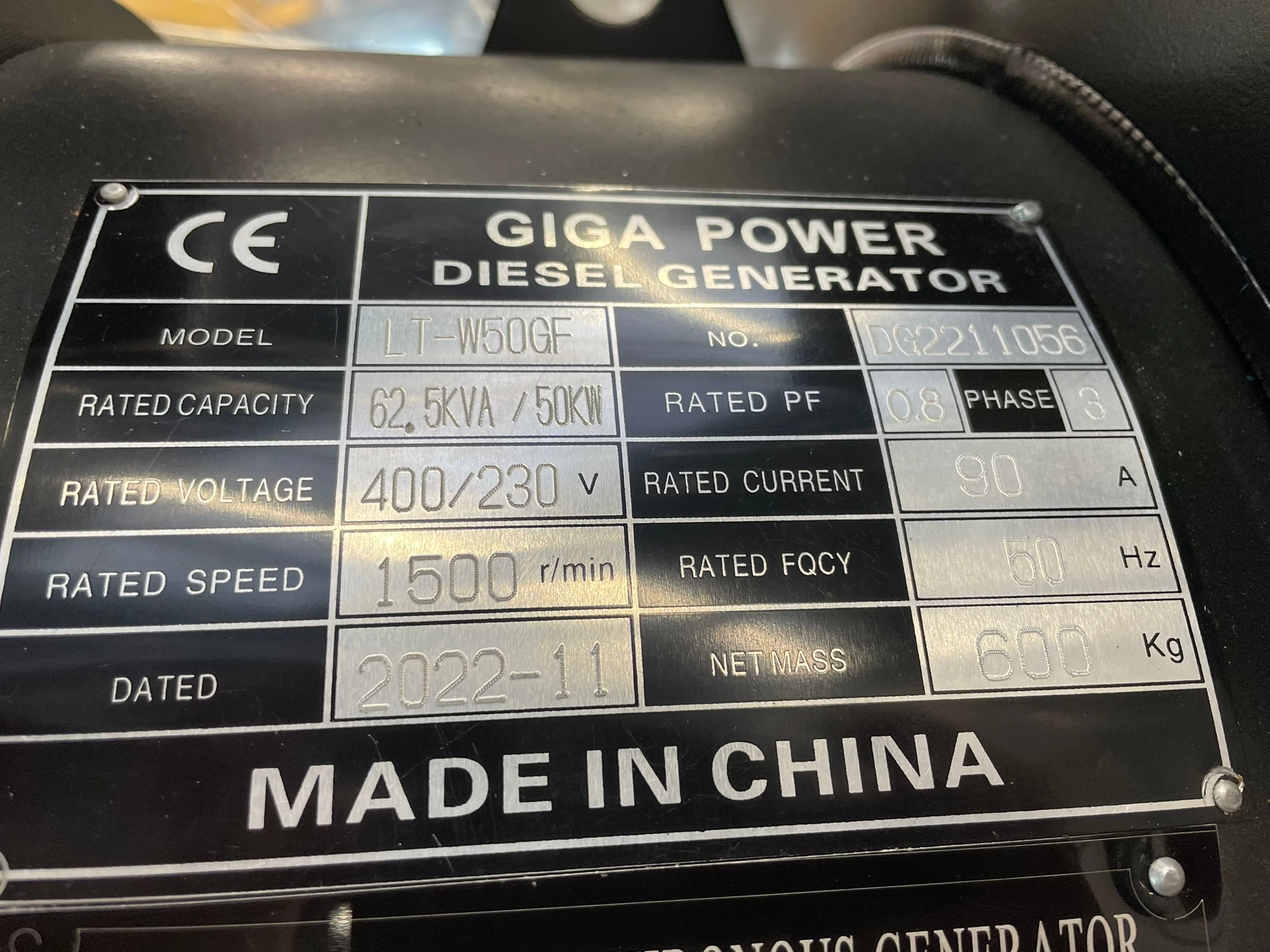 Giga power LT-W50GF 62.50KVA open set 2022 image 15