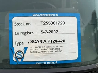 Scania 124-420 2002 - / ENGINE RUNNING / RETARDER / BIG AXLE / FULL-STEEL / ONLY: 540918 KM / OLD TACHO / AIRCO / MANUAL / EURO-3 / 2002 obrazek 22