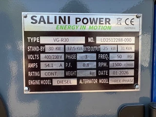 Salini  N/A 2026 - VG-R30  , New Silent Diesel Generator , 37.5 KVA, 2x in stock image 15