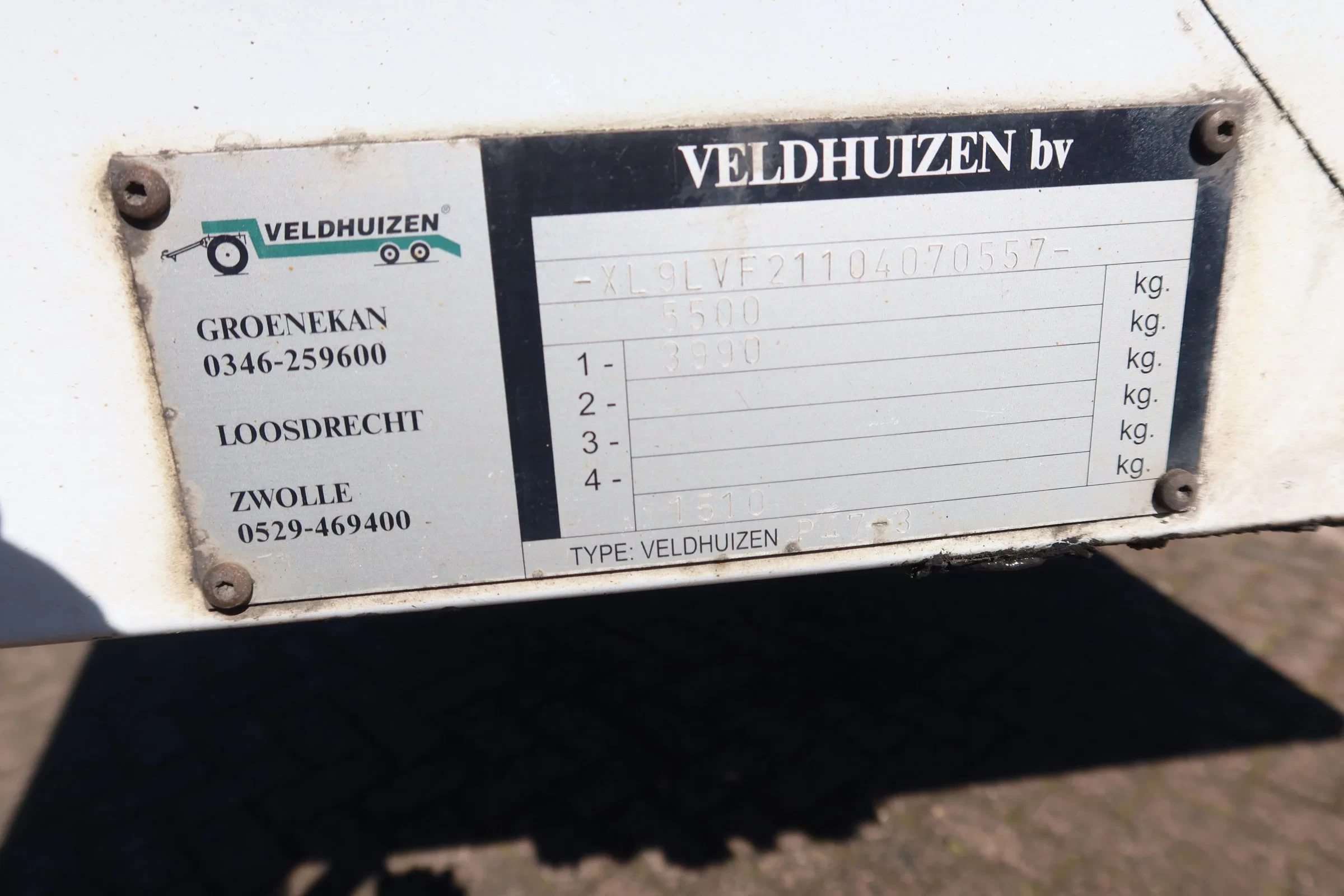 Veldhuizen P47-3 2021 - P47-3 BE oplegger+ Dhollandia klep 1.000 kg afbeelding 11