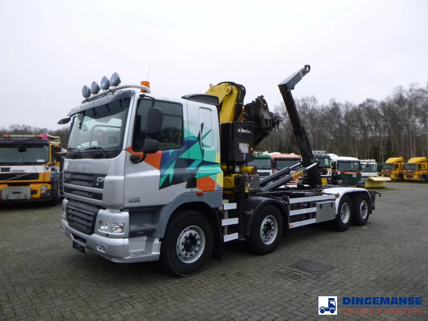 DAF CF 85.410 8x2 Hyva container hook + crane 2011 zdjęcie 1
