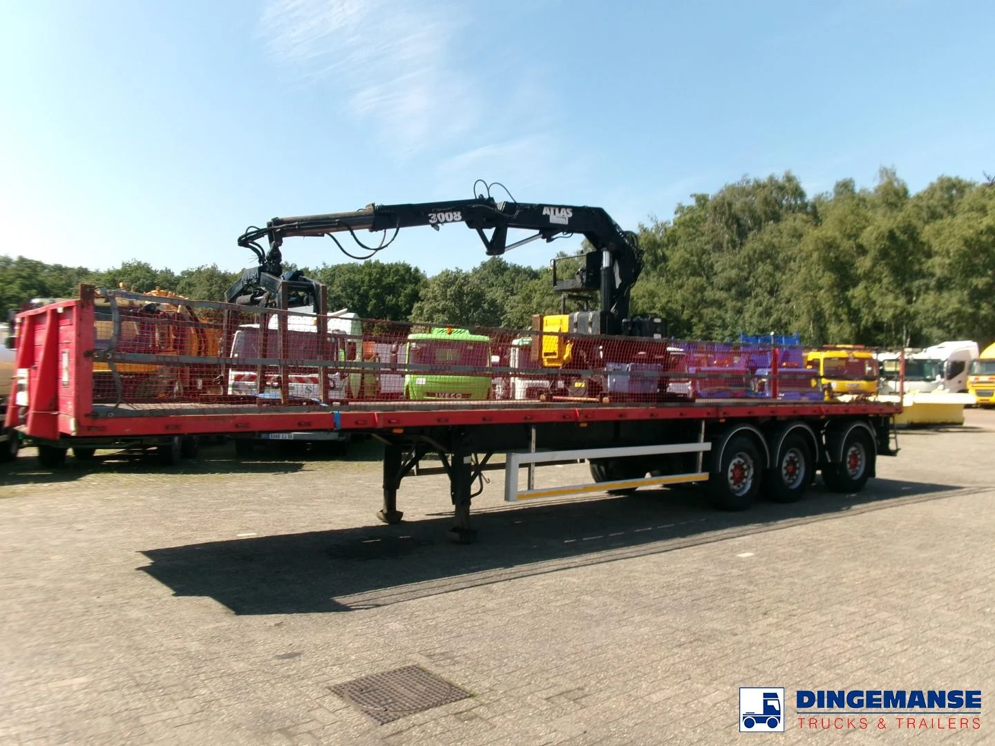 Fruehauf 3-axle platform trailer + Atlas 3008 crane 2003 imagen 1