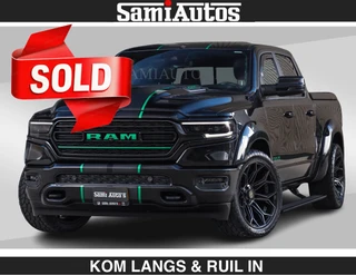Dodge Ram Pick-Up 2024 - HULK PACK | LIMITED 5.7 V8 HEMI | HUD | WIDE BODY | BREDE WIELEN | STRIPING | LUCHTVERING | BLAK ON BLACK | BOM VOL | afbeelding 1 miniatuur