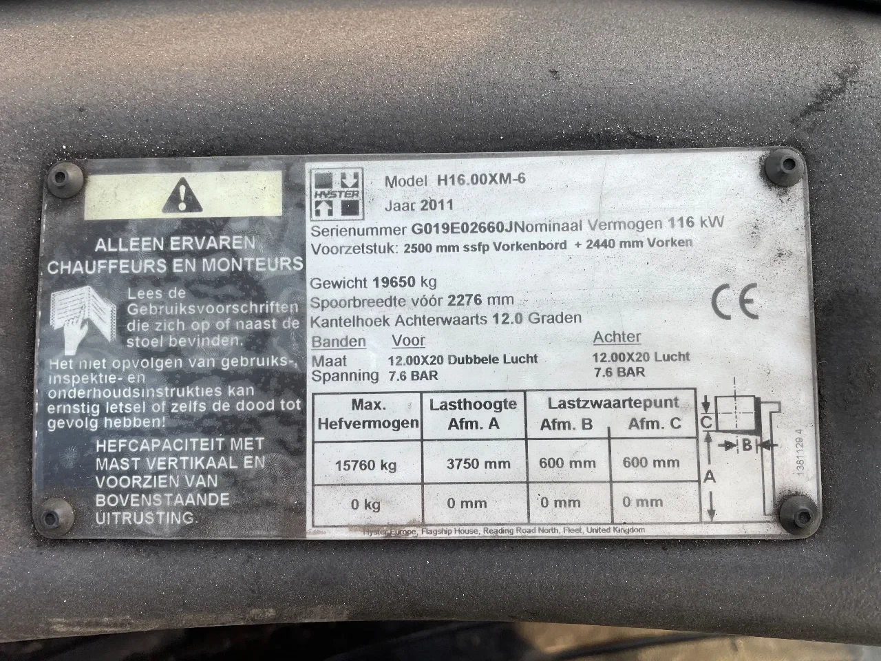 Hyster H16.00xm-6 in zeer goed staat 2011 - H16.00 XM-6 afbeelding 12