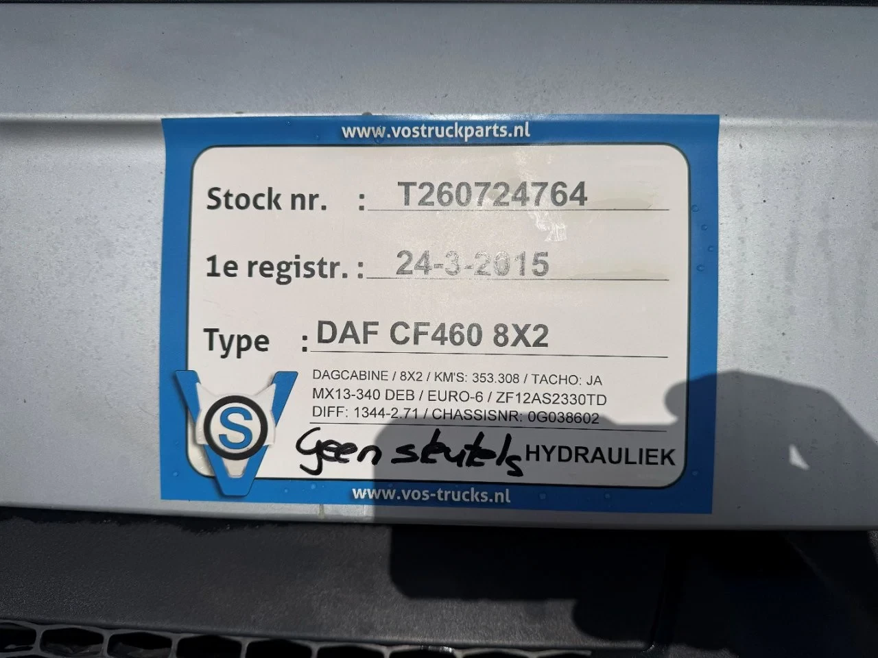 DAF CF460 2015 - / 8X2 / HYDRAULICS / WINCH / 353308 KM / PLATEAU / AUTOMATIC / EURO-6 / 2015 afbeelding 33