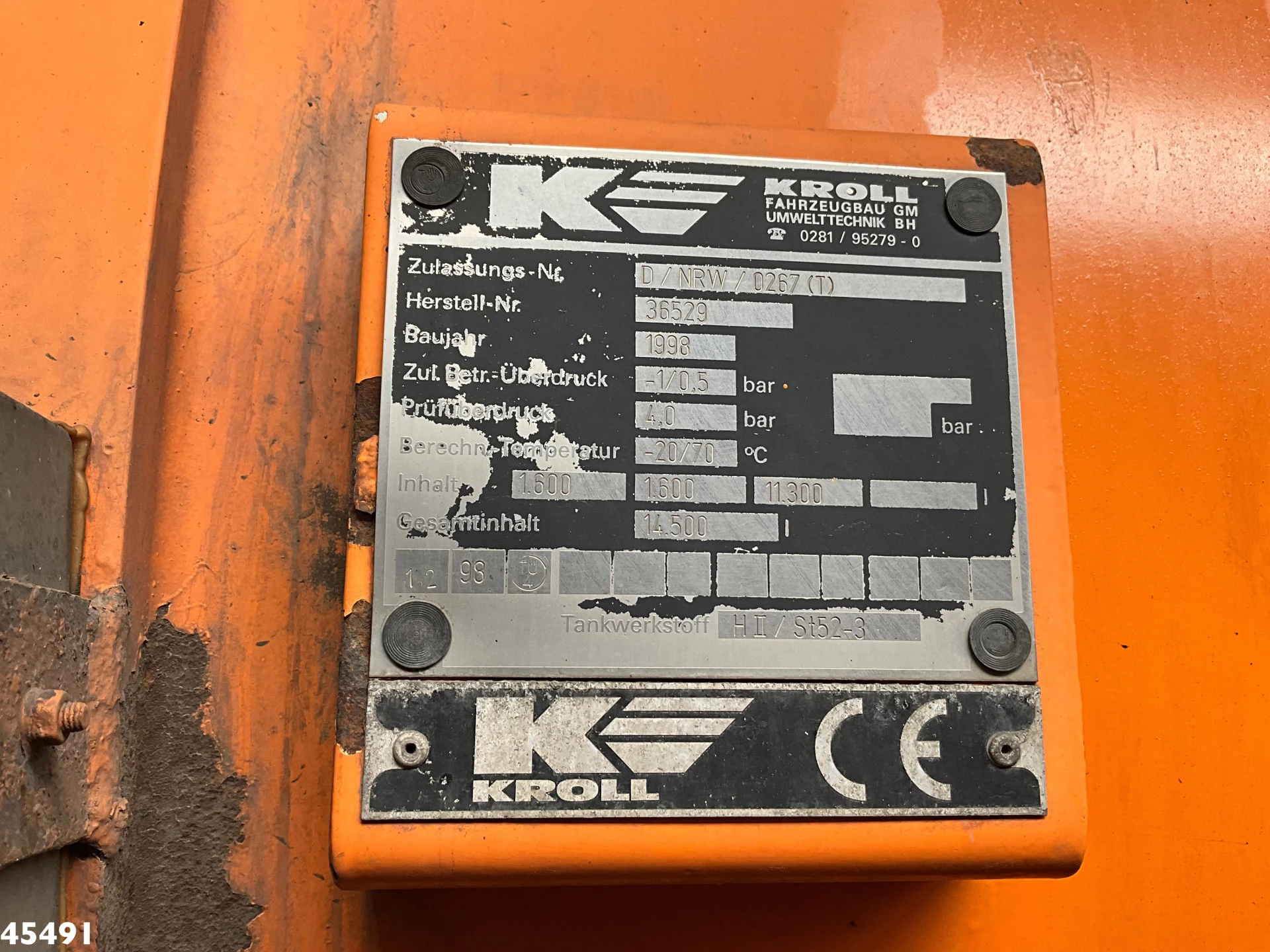 MAN 26.400 Kroll 14.5m³ kolkenzuiger Euro 2 Manual Gearbox 1998 obrázek 27