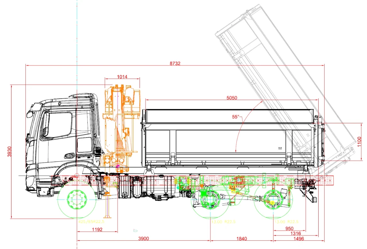 Mercedes-Benz Arocs 3346 2026 - 33,3-tons 6x6 met Palfinger Z kraan en Gijsbertsen kipper obrázek 5