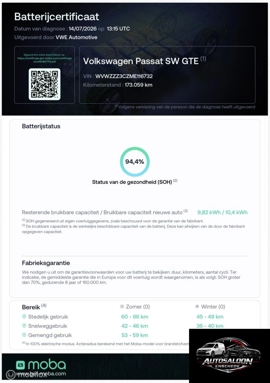 Volkswagen Passat 2021 - Variant 1.4 TSI PHEV GTE SOH 94,4% afbeelding 2