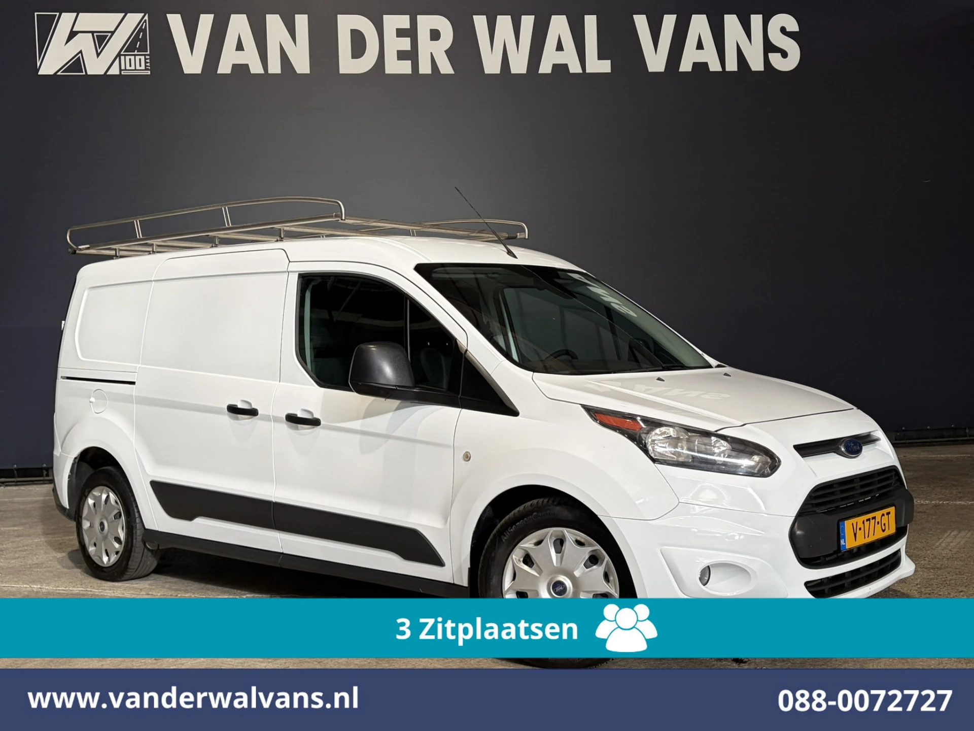 Ford Transit Connect 2017 - 1.5 TDCI 101pk L2H1 Euro6 Airco | 3-Zits | Navigatie | Imperiaal | Trekhaak | Cruisecontrol | Android Auto afbeelding 1