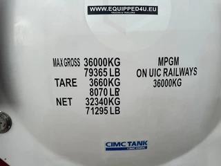 CIMC tankcontainers N/A 2017 - 20FT ISO /  25.010L / 22K2 / L4BH / T12 / steam heating / bottom discharge / 2.5Y-TEST/CSC: 10/2027 изображение 14