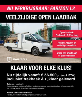 Farizon SV 2026 - L2H1 83 kWh / 232 PK Open Laadbak ACTIEPRIJS afbeelding 2 miniatuur