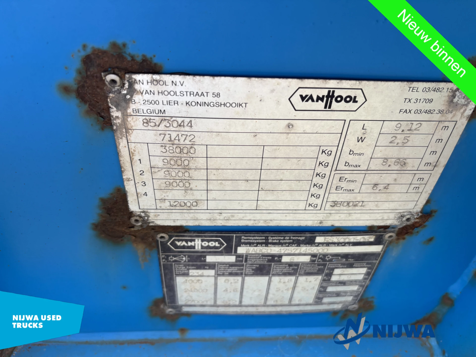 Van Hool 3B 0021 20-30 FT Container 1994 afbeelding 12