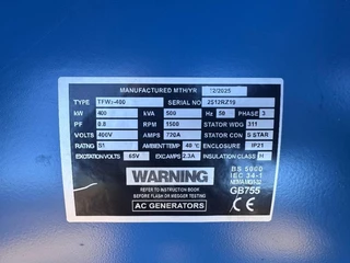 Ricardo N/A 2025 - 500kva (400KW) silent generator 3 phase ATS 50HZ 4 imagem 9