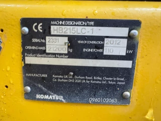 Komatsu HB215LC-1 HB 2012 - N/A image 17