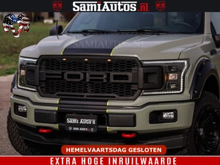 Ford F-150 2018 - 5.0 V8 4X4 | MAT OLIVE GREEN | BIJTELLING VRIJ | ZEER DIK | CAMERA | 3500KG | PANORAMA | LEDER | GO RHINO ROLLBAR | afbeelding 4