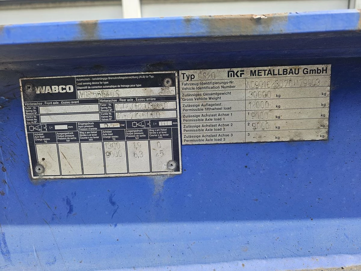 MKF METALLBAU CS 20 -20 FOOT- CONTAINER CHASSIS -HEAVY DUTY- BPW DRUM -STEEL SUSPENSION- GOOD QUALITY. 2007 obrázek 7