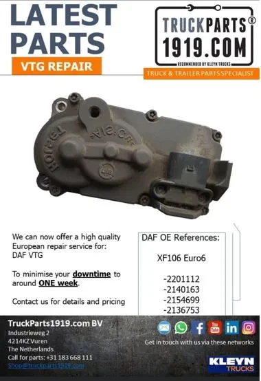 DAF 2018 - VTG REPARATIE 2393599 / 2348173 / 2296204 / 2201112 / 2140163 / 2154699 / 2136753 EURO6 afbeelding 1
