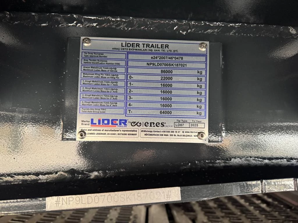 Lider 2025 - ld07 86 ton 4 axel steel spring UNUSED Bild 4