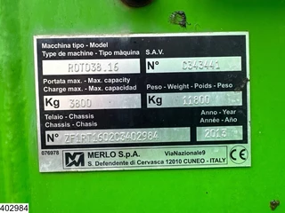 Merlo N/A 2013 - 38 16 4X4, 75 KW, H 15,7 mtr, 3800 KG изображение 9