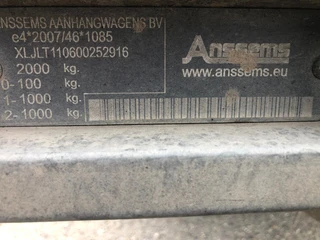 Anssems KLTT 2000-305X150 2020 - KLTT 2000 kipper achterwaarts 45-WX-KX en kipper tandem ongeremd Y-Al-ko 750 kg. afbeelding 2 miniatuur