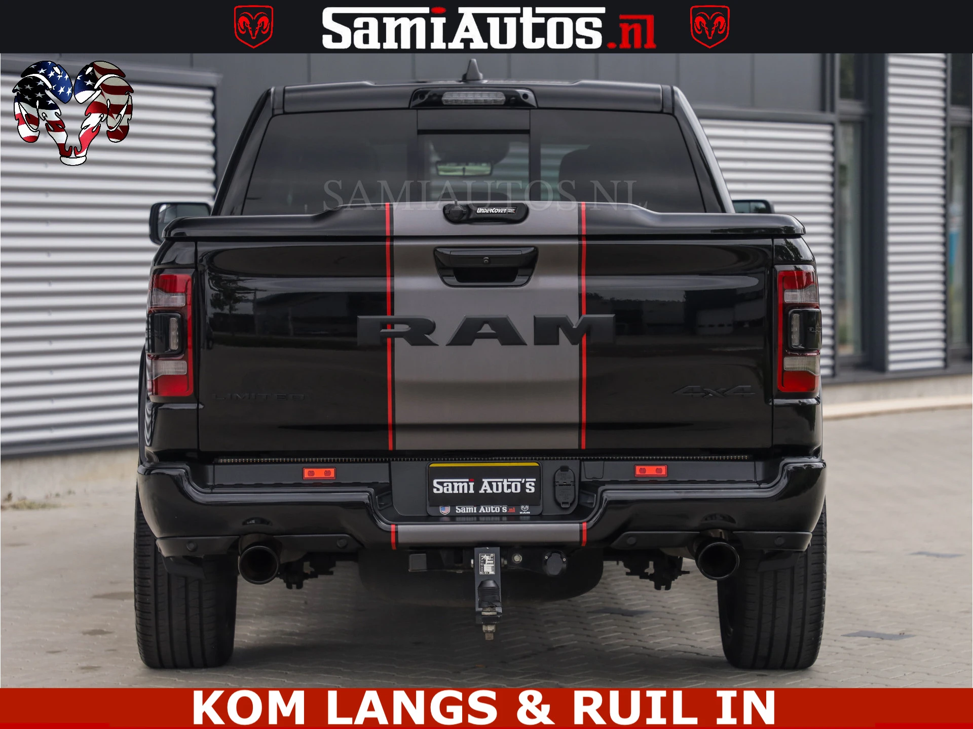 Dodge Ram Pick-Up 2021 - LIMITED | TRAINHORN | | HUD | UITLAATKLEP | LUCHTVERING | STRIPING | PANODAK | BOM VOL | BLAUW VOORRUIT | afbeelding 7