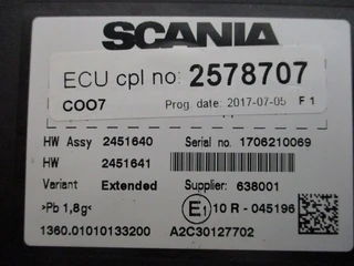 Scania - 2578707 ECU CPL SCANIA R 440 EURO 6 obrázek 2 náhled