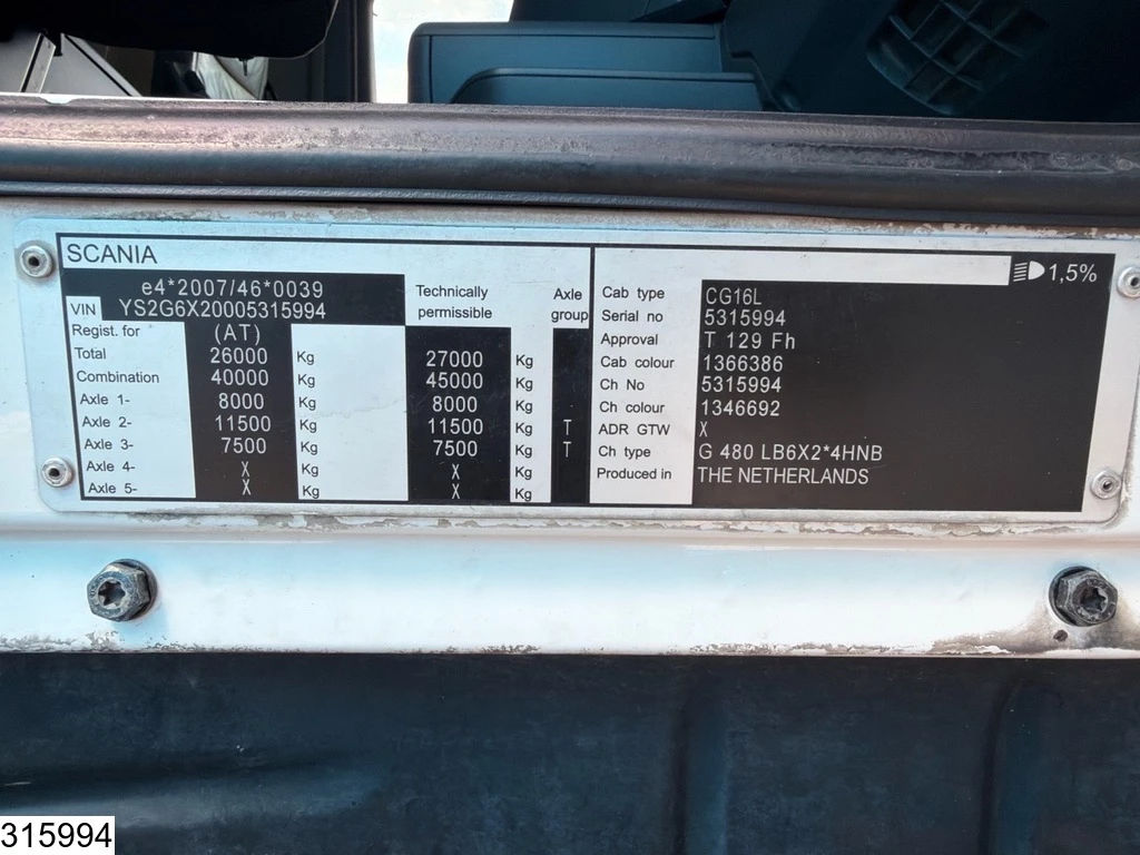 Scania G 2013 - 480 6x2, EURO 5, Retarder, 1 Comp. 15000 L afbeelding 7