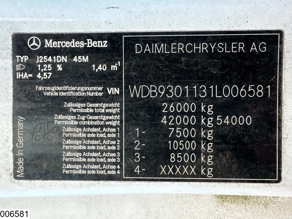Mercedes-Benz Actros 2005 - 2541 EURO 3, 6x2, Dalby, PTO, Bogie-lift zdjęcie 8
