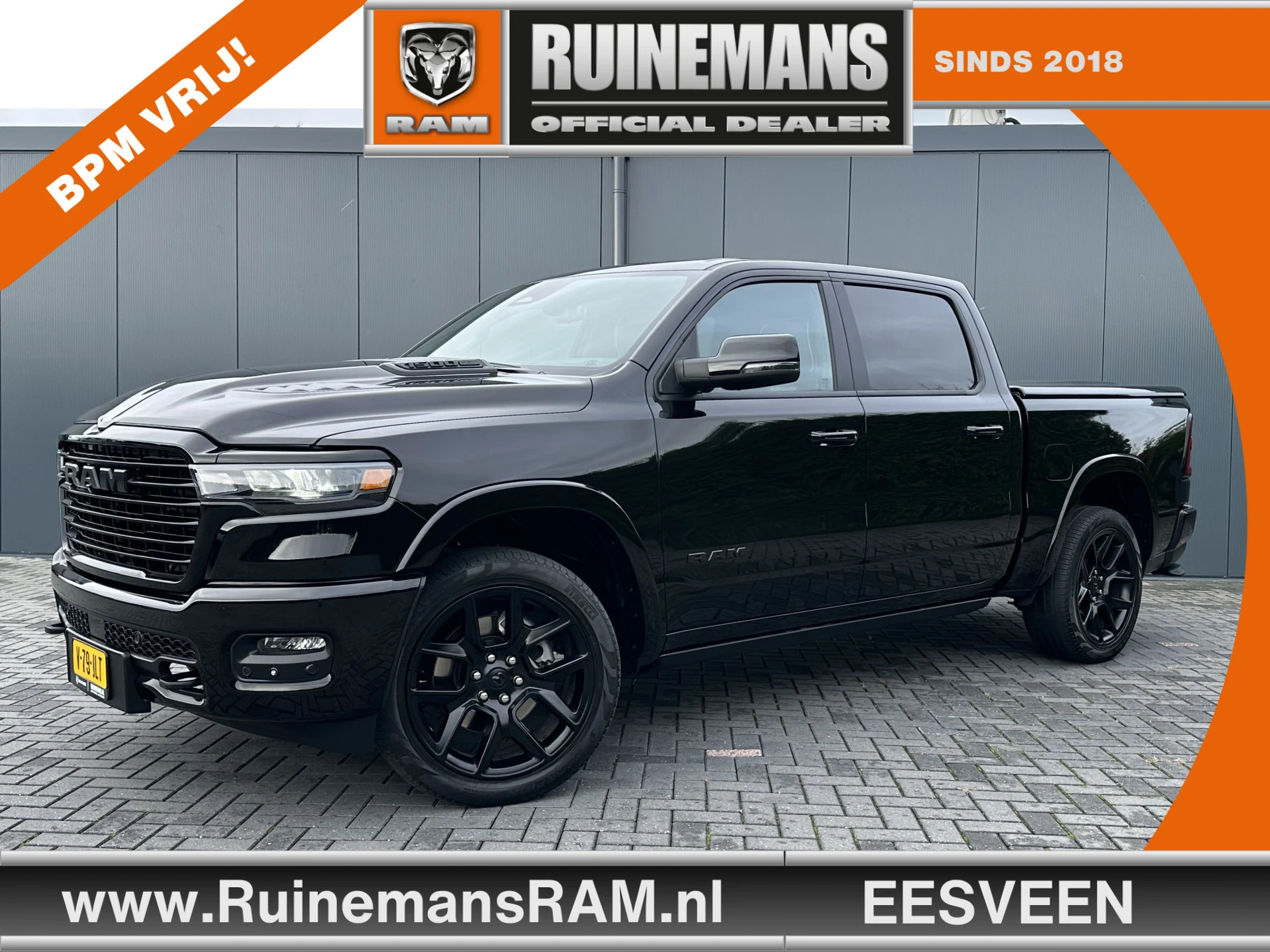 Dodge Ram 1500 2024 - 3.0 420 PK LARAMIE PREMIUM NIGHT / HURRICANE / 2025 MODEL / NIGHT EDITION / LUCHTVERING / PANO / 360 CAMERA / TREKHAAK / 3500 KG AHG afbeelding 1