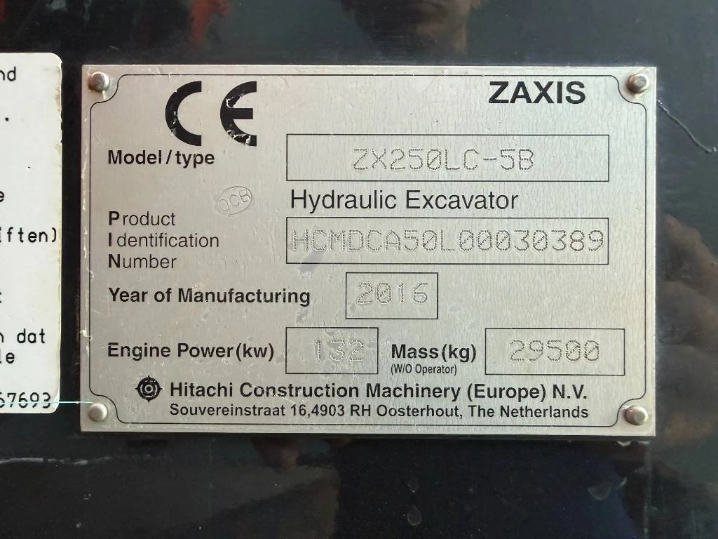 Hitachi 2016 - ZX250LC-5B Long Reach afbeelding 8
