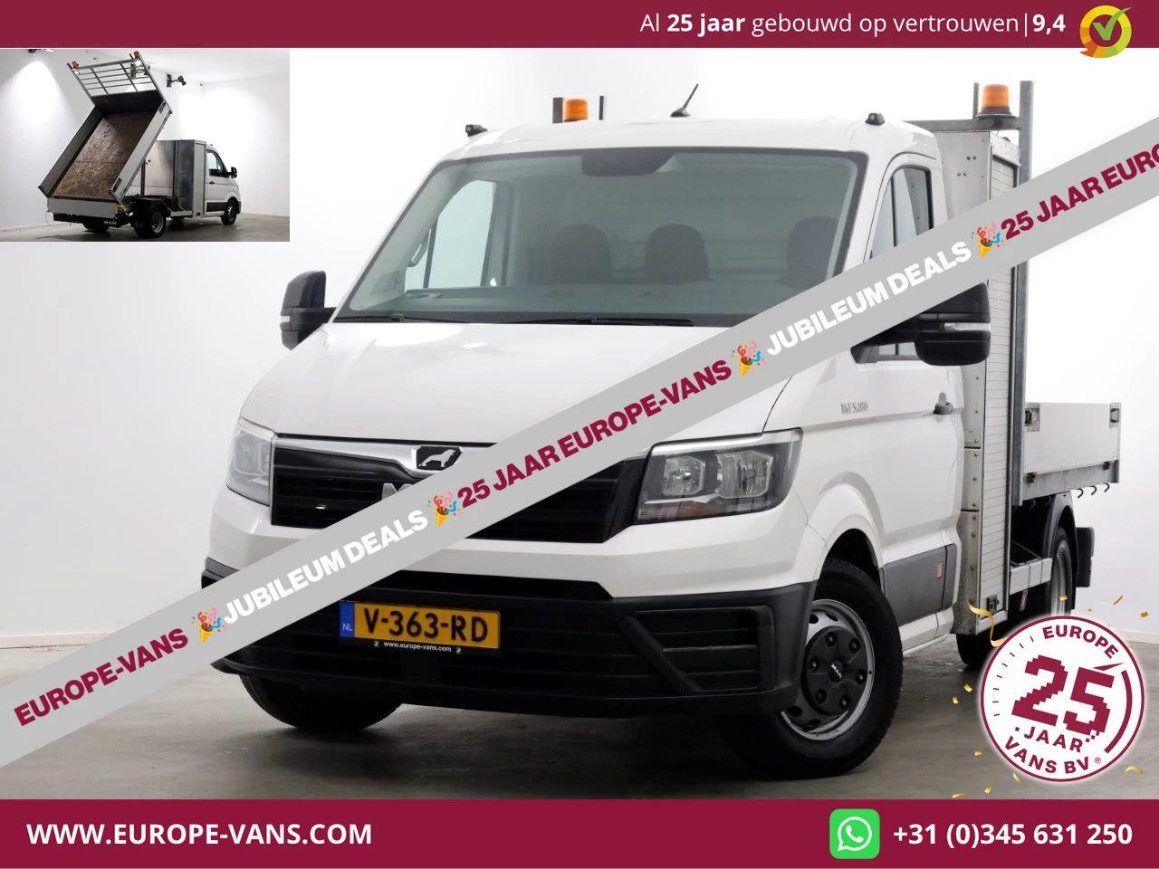 MAN TGE 2018 - 5.180 2.0 177pk E6 L2H1 Kipper Dubbel Lucht Trekhaak 3500kg 06-2018 afbeelding 1