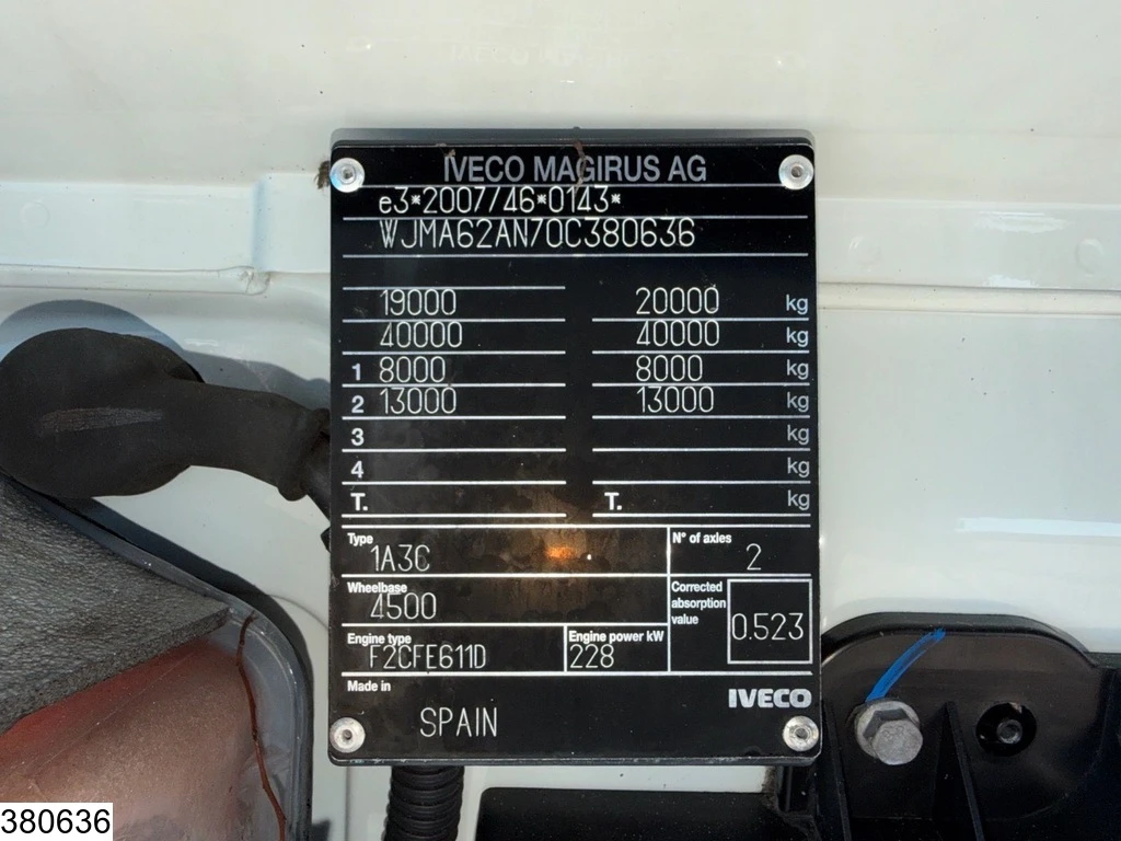 Iveco 2018 - 190S31 EURO 6, PTO, Palfinger, Dhollandia afbeelding 8