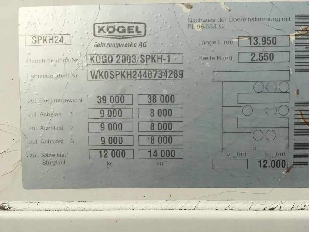 Kögel 2004 - S24 3 As Oplegger Gesloten, OH-77-NV immagine 19
