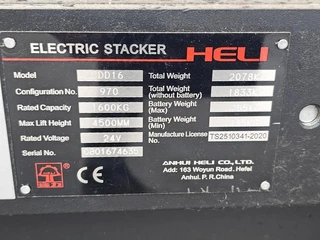 HELI CDD 16 | ELECTRIC | 1600 KG.| HEIGHT 4.50 MTR |4 PIECES. 2020 - N/A изображение 42