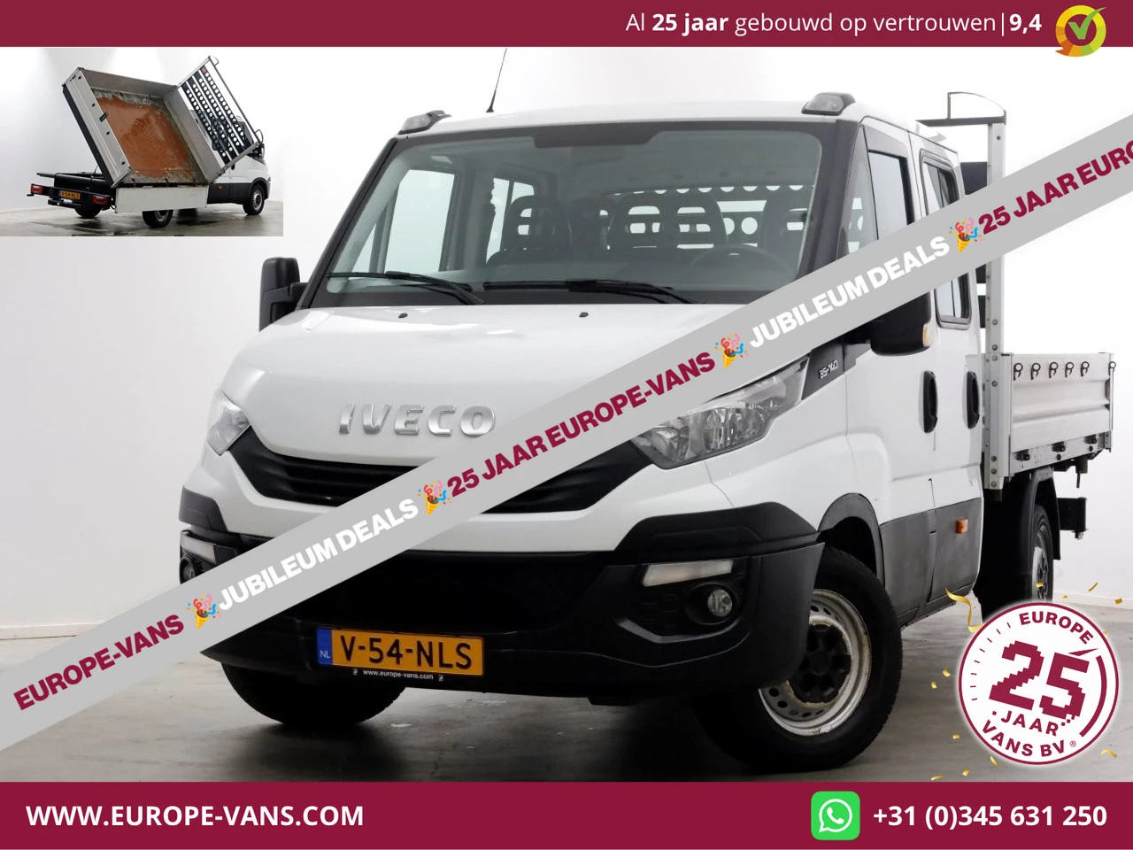 Iveco Daily 2018 - 35S14 316pk E6 L2H1 D.C. 3-Zijdige Kipper Airco/Trekhaak 3500kg 02-2018 afbeelding 1