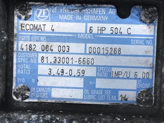 MAN N/A - 81.33001-6660 ZF ECOMAT 4 6 HP 504 C RATIO 3,43-0,59 (FIRE DAMAGE) image 3
