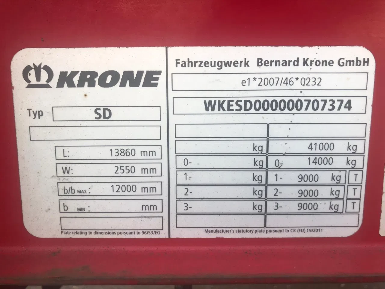 Krone 2016 - SD 3 As Oplegger Schuifzeil, OP-10-FZ obrázek 13