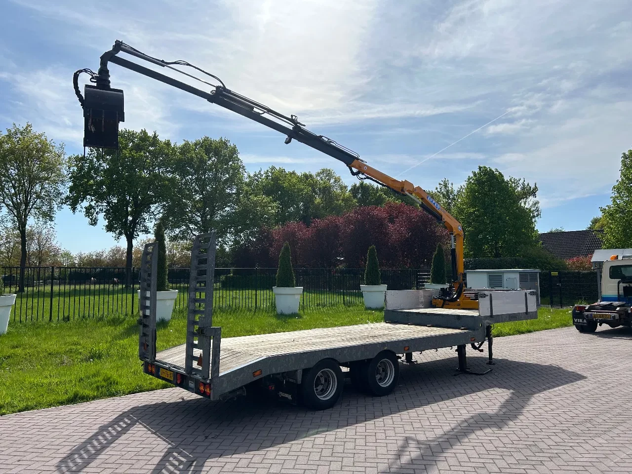 Veldhuizen 2005 - Be oplegger 9 TON semi dieplader MET KRAAN afbeelding 6