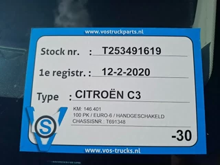 Citroën C3 2020 - C3 / NAVI / AIRCO / TEMPOMAAT / LINE ASSIST/ PARKSENSORS / DAB RADIO / 146790 KM / EX BPM / MANUAL / 2020 изображение 24
