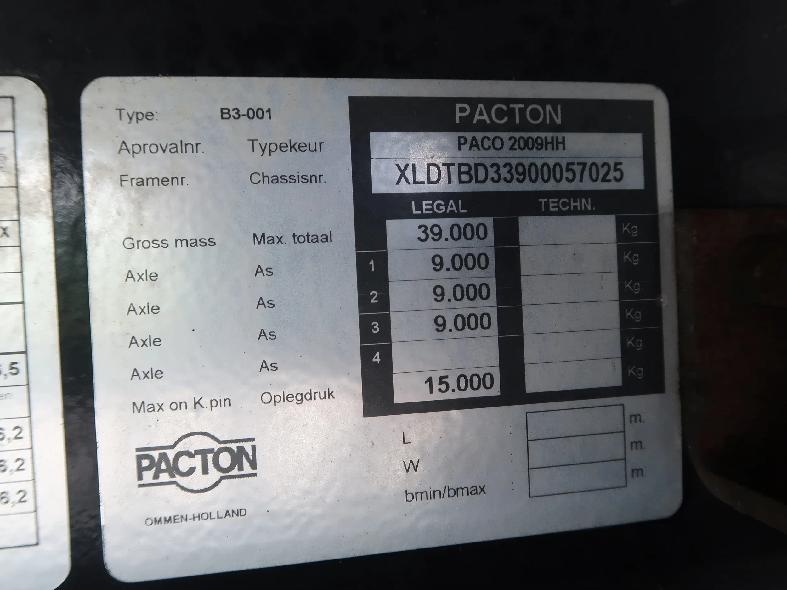 Pacton B3-001 2008 - O4, Lift & Lenkachse BPW, Staplerhalter, 4 Units, TUV, NL Trailer TOP! afbeelding 14