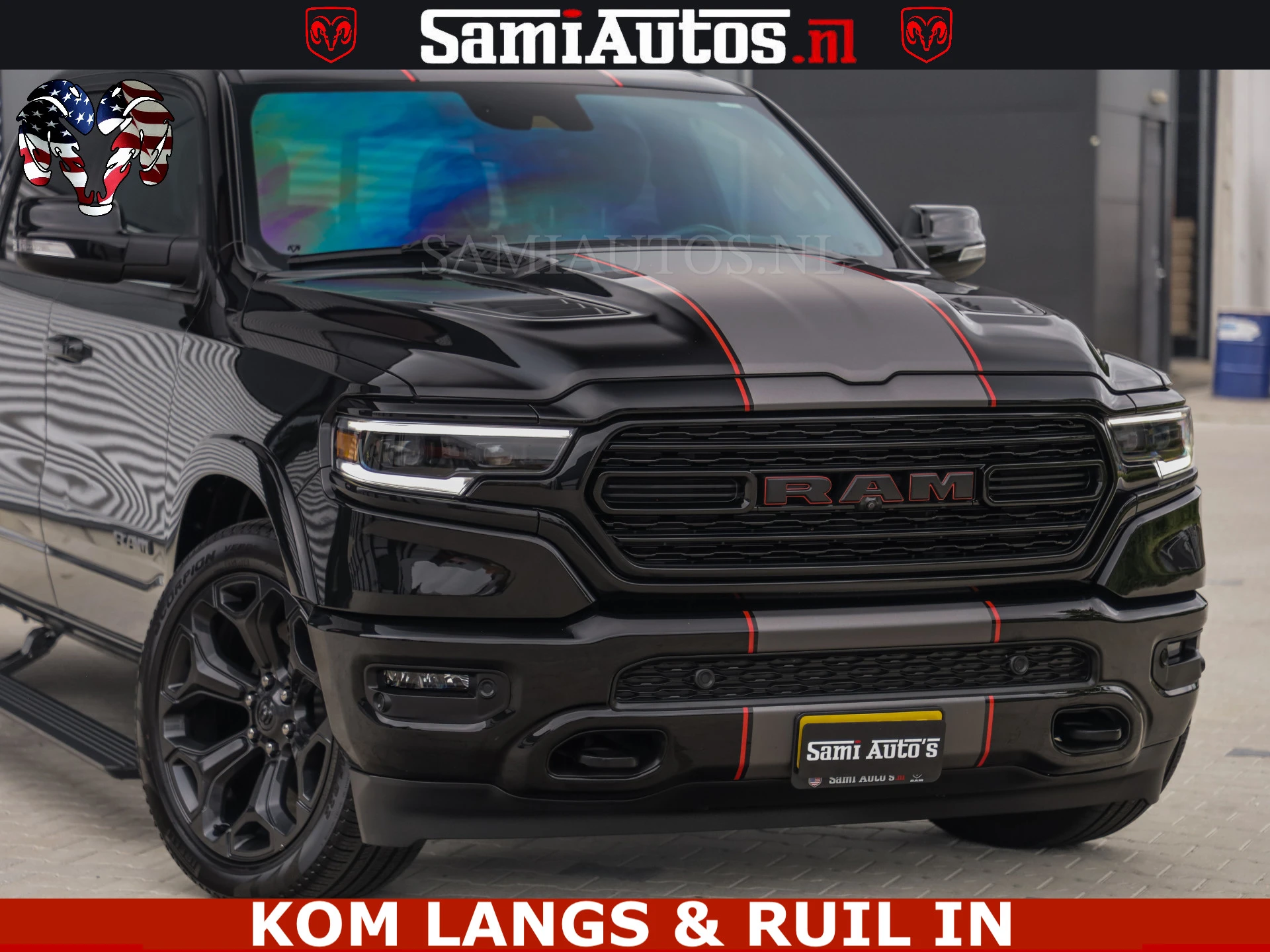 Dodge Ram Pick-Up 2021 - LIMITED | TRAINHORN | | HUD | UITLAATKLEP | LUCHTVERING | STRIPING | PANODAK | BOM VOL | BLAUW VOORRUIT | afbeelding 17