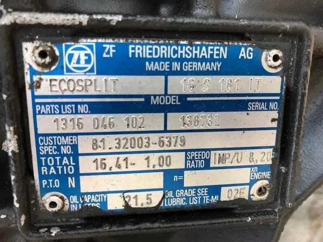 MAN 1999 - 81.32003-6379 ZF ECOSPLIT 16S181 IT RATIO 16,41-1,00 INTARDER IT 181 изображение 4
