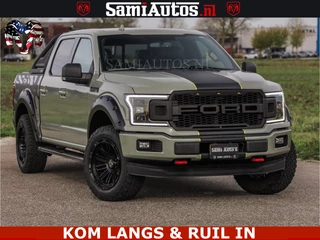 Dodge Ram Pick-Up 2018 - FORD F150 5.0 V8 4X4 | MAT OLIVE GREEN | BIJTELLING VRIJ | ZEER DIK | CAMERA | 3500KG | PANORAMA | LEDER | GO RHINO ROLLBAR | immagine 3
