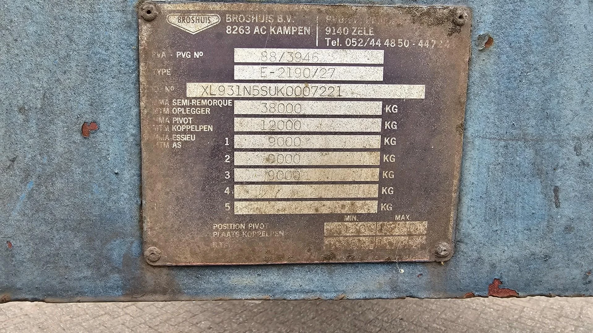 Broshuis E/2190/27 - 6.5 Meters Extendable 2002 image 9