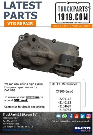 DAF N/A 2018 - VTG REPARATIE 2393599 / 2348173 / 2296204 / 2201112 / 2140163 / 2154699 / 2136753 EURO6 for sale