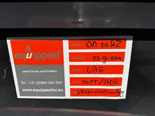 LAG N/A 2014 - 20FT ADR CHASSIS / empty weight 3.540kg / BPW / ADR (EXII, EXII, FL, AT) / NL-chassis on very good tires obrazek 26