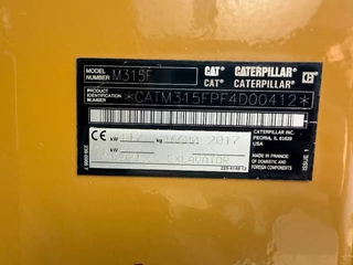 Cat N/A 2017 - M315F - With OilQuick image 9