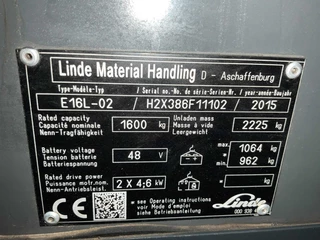 Linde N/A 2015 - E16-02 Triplex - Freelift - Sideshift - Acculader obrazek 9