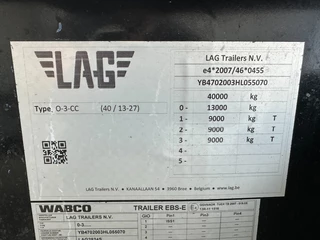 LAG N/A 2017 - 20FT/30FT ADR Chassis / BPW DRUM / ADR (EXII, EXII, FL, AT) / ALCOA / NL-Chassis / APK+ADR: 10/2026 afbeelding 26