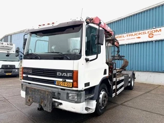 DAF 65 1998 - -180CF WITH HOOK-ARM CONTAINER SYSTEM & HMF CRANE (EURO 2 / ZF MANUAL GEARBOX / P.T.O.) te koop